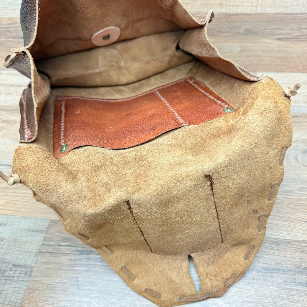 Vtg Crossbody Mini Genuine Leather Hand Tooled Embossed & Painted - Picture 10 of 10